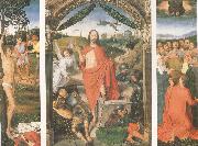 Hans Memling The Resurrection with the Martyrdom of st Sebastian and the Ascension a triptych (mk05) Spain oil painting artist